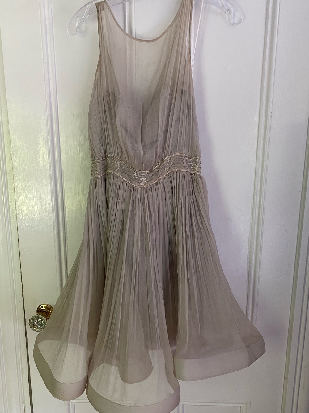 Katherine Kidd Dress Women’s 4 Silk Designer Cocktail Party Evening Swirl Gray